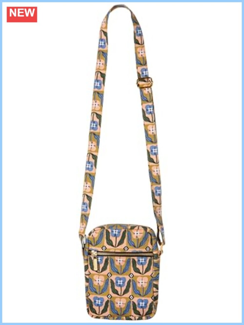 Cotton Canvas Crossbody Bag with Adjustable Strap, Multiple Pockets